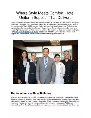 Where Style Meets Comfort: Hotel Uniform Supplier That Delivers