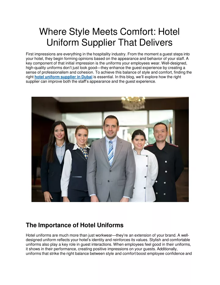 where style meets comfort hotel uniform supplier that delivers