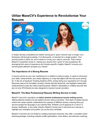 Utilize MaxeCV's Experience to Revolutionize Your Resume