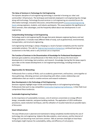 the value of seminars in technology for civil