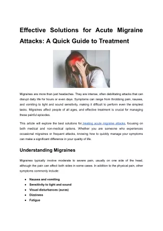 effective solutions for acute migraine