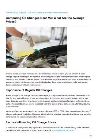 Comparing Oil Changes Near Me What Are the Average Prices