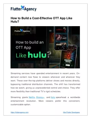 Build Your Own OTT App Like Hulu | Video Streaming Apps