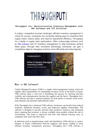 JIT Inventory Management Solutions – Optimize with Throughput’s Expertise