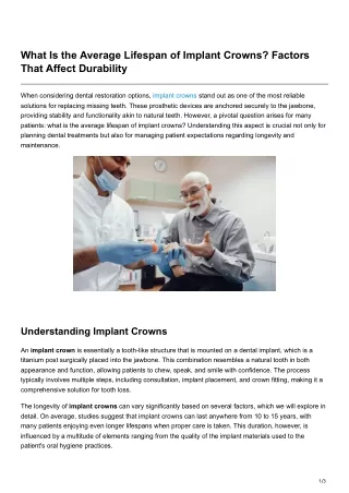 What Is the Average Lifespan of Implant Crowns Factors That Affect Durability