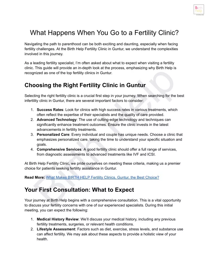 what happens when you go to a fertility clinic