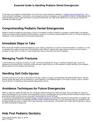 Necessary Overview to Handling Pediatric Dental Emergencies