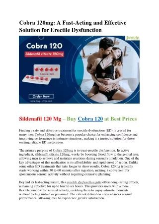 Best Deals on Cobra 120 | ED Solution with Sildenafil 120mg