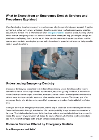 what to expect from an emergency dentist services
