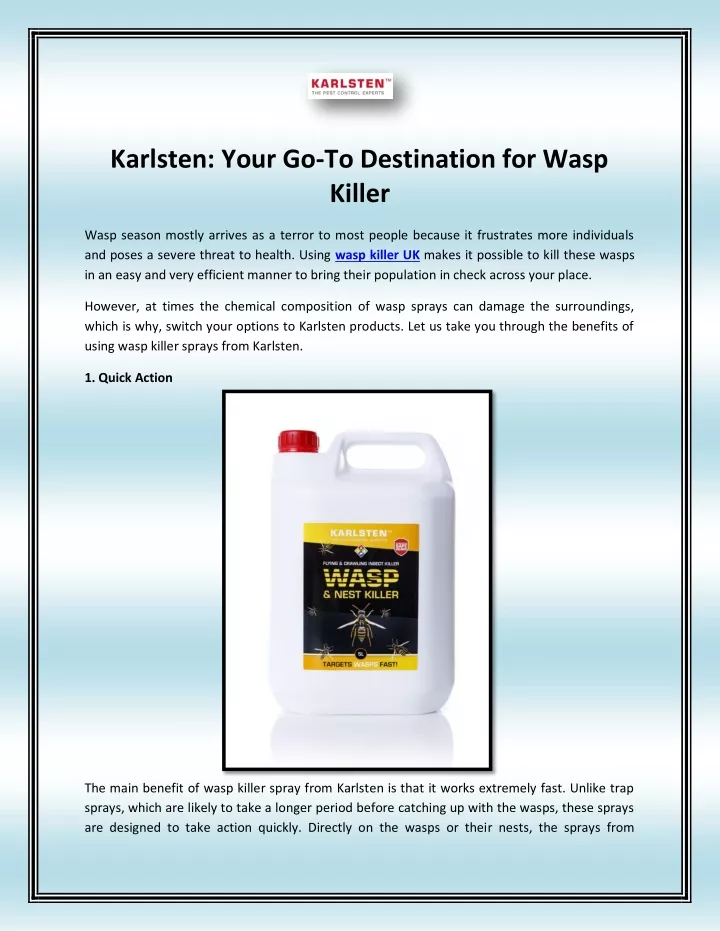 karlsten your go to destination for wasp killer