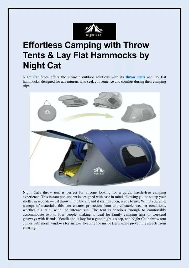 effortless camping with throw tents lay flat