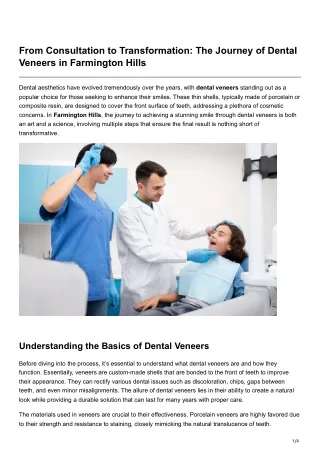 From Consultation to Transformation The Journey of Dental Veneers in Farmington Hills