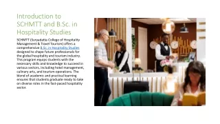 Exploring the B.Sc. Hospitality Studies Program - Pathways to Global Careers in Hospitality and Tourism