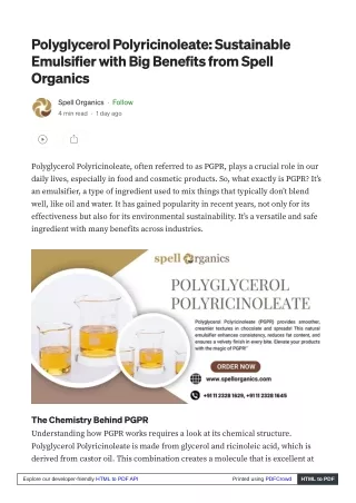 Polyglycerol Polyricinoleate from Spell Organics