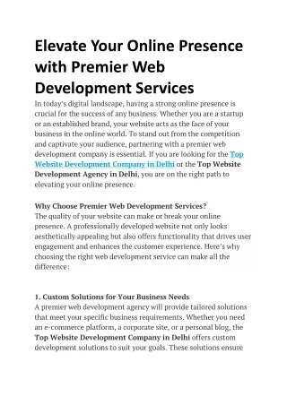 Top website development agency in delhi
