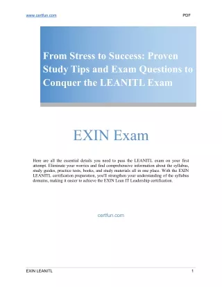 From Stress to Success Proven Study Tips and Exam Questions to Conquer the LEANITL Exam