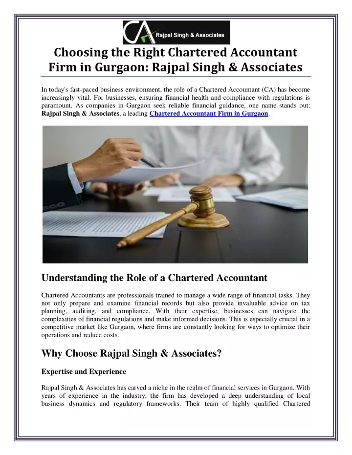 choosing the right chartered accountant firm