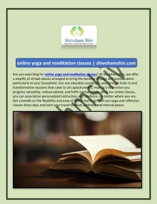 online yoga and meditation classes | shivohamshiv.com