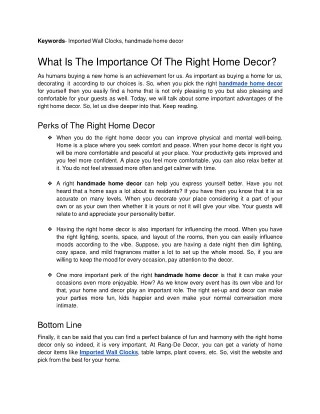 What Is The Importance Of The Right Home Decor?