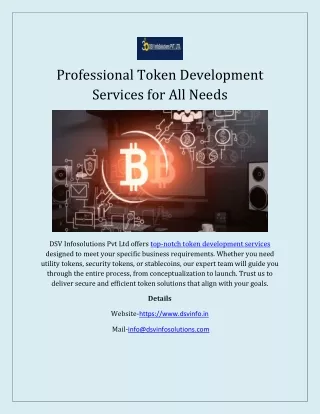 Professional Token Development Services for All Needs