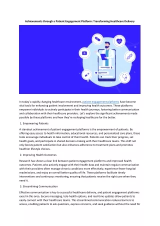 Achievements through a Patient Engagement Platform