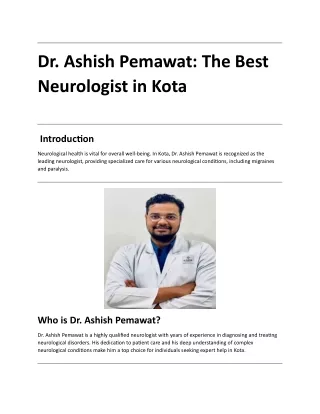 dr ashish pemawat the best neurologist in kota