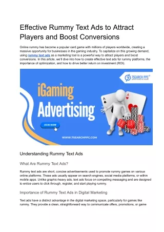 Effective Rummy Text Ads to Attract Players and Boost Conversions