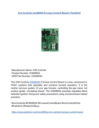 Icm Controls Icm2805A-Furnace Control Board _ PartsHnC
