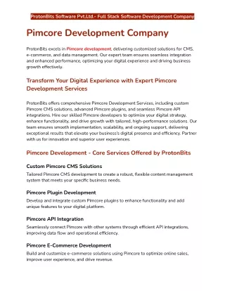 Pimcore Development Services Company | Hire Pimcore Developers