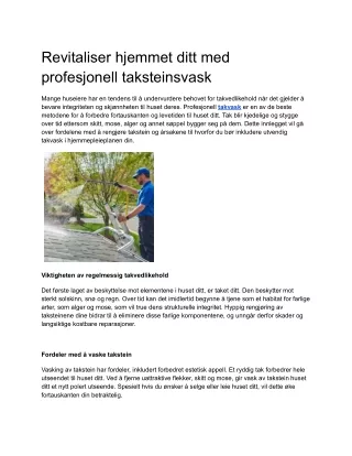 Revitaliser hjemmet ditt med profesjonell taksteinsvask