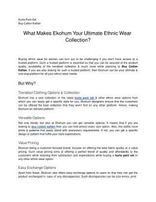 What Makes Ekohum Your Ultimate Ethnic Wear Collection?