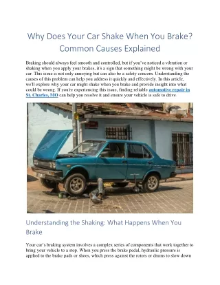 why does your car shake when you brake common