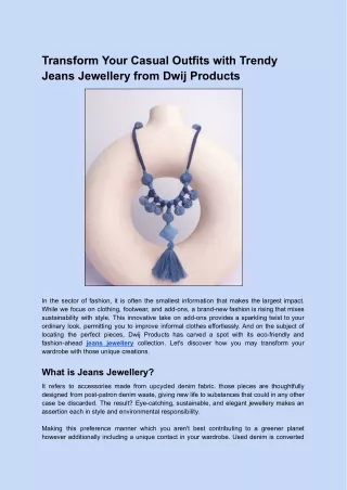 Transform Your Casual Outfits with Trendy Jeans Jewellery from Dwij Products