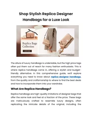 Upgrade Your Style with High-Quality Replica Designer Bags