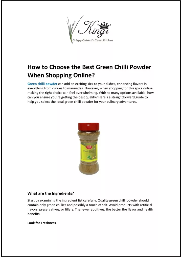 how to choose the best green chilli powder when