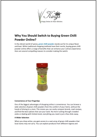 Why You Should Switch to Buying Green Chilli Powder Online