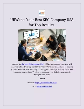 UBWebs: Your Best SEO Company USA for Top Results"