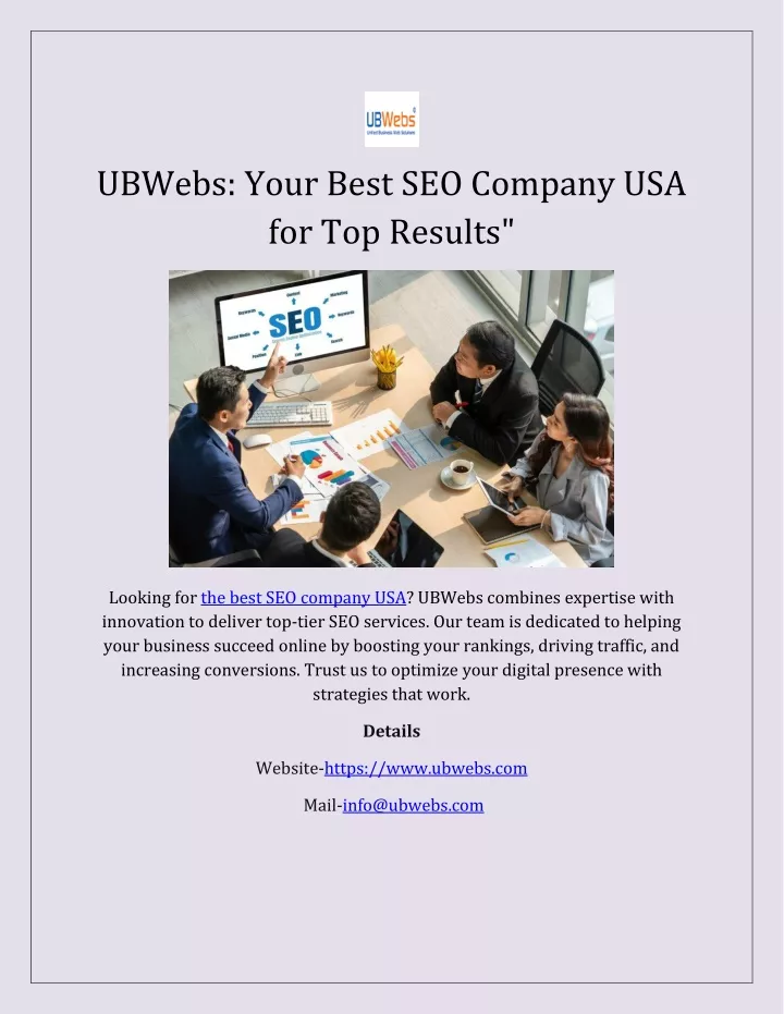 ubwebs your best seo company usa for top results