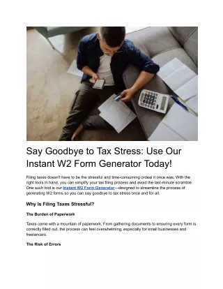 Say Goodbye to Tax Stress_ Use Our Instant W2 Form Generator Today!