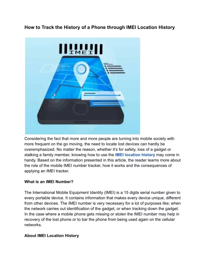 how to track the history of a phone through imei