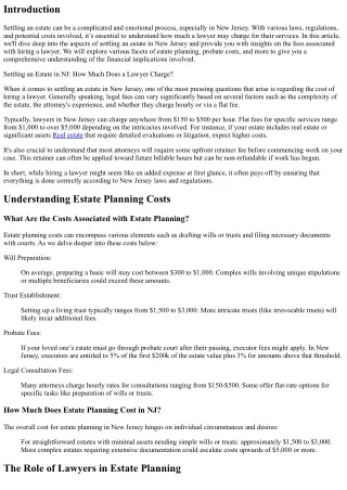 Settling an Estate in NJ: How Much Does a Lawyer Charge?