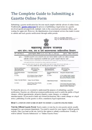 the complete guide to submitting a gazette online
