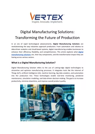 Digital Manufacturing Solution