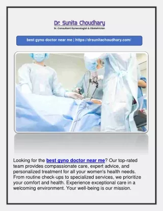 best gyno doctor near me | https://drsunitachoudhary.com/