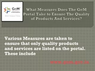 what measures does the gem portal take to ensure the quality of products and services