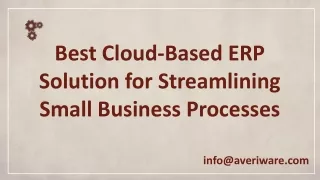 Best Cloud-Based ERP Solution for Streamlining Small Business Processes