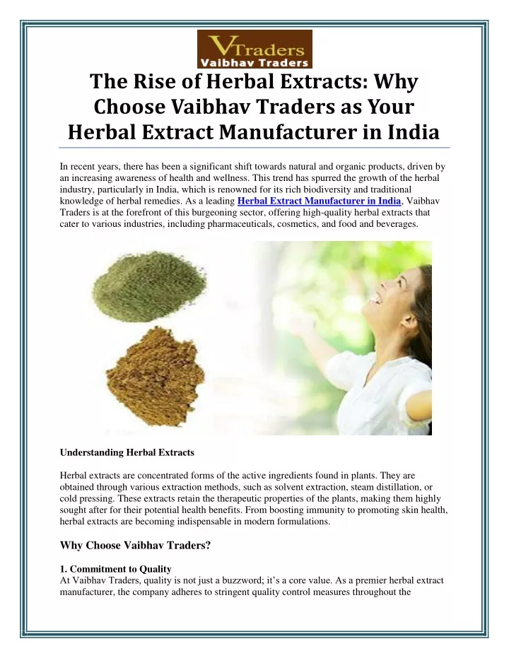 the rise of herbal extracts why choose vaibhav