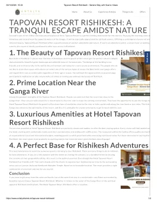 Tapovan Resort Rishikesh - Luxurious Stay Amidst Nature