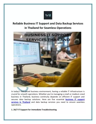 Reliable Business IT Support and Data Backup Services in Thailand for Seamless Operations