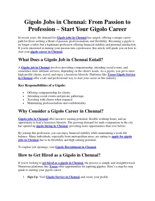 Gigolo Jobs in Chennai 2